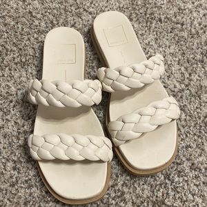 White braided sandals